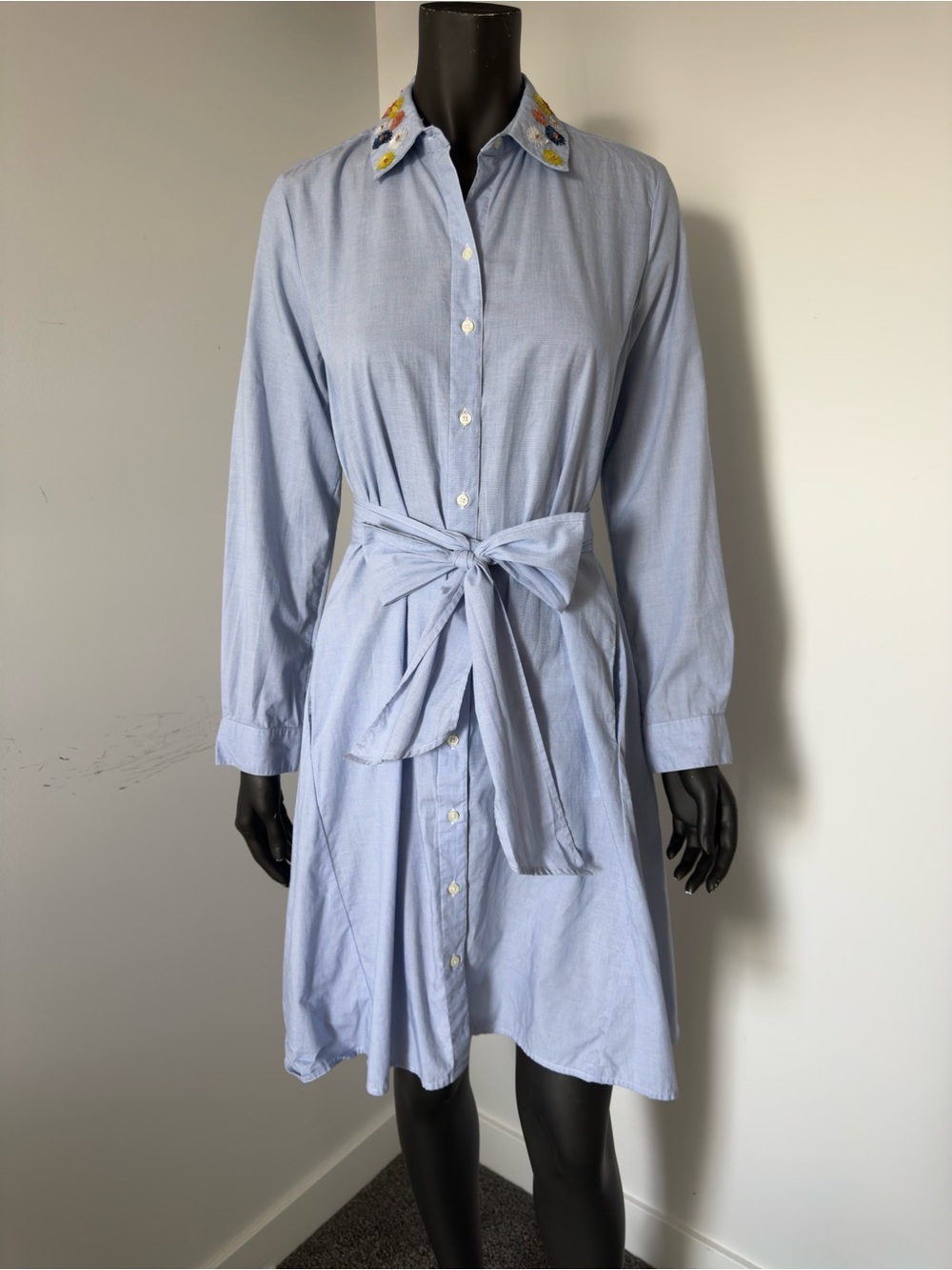 289. Lord & Taylor Light Blue Shirt Dress with Tie Waist